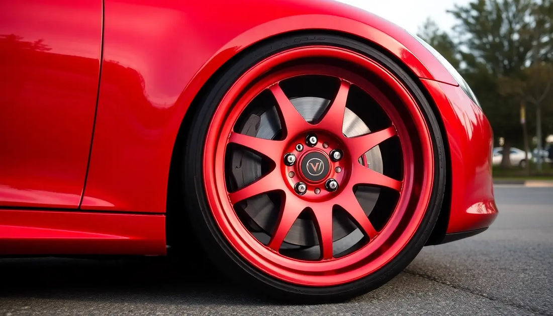 cherry red automotive strada street wheel