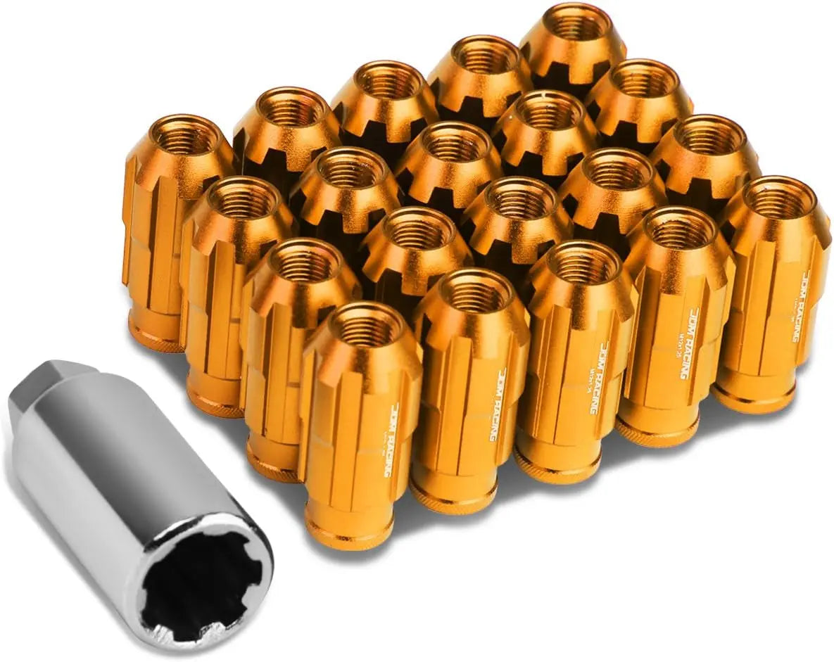 LN-ZTL-9025-15-RD 20Pcs M12 X 1.5 Open End Style Wheel Lug Nuts W/Deep Drive Extension Adapter, 24Mm Od/50Mm H, Red