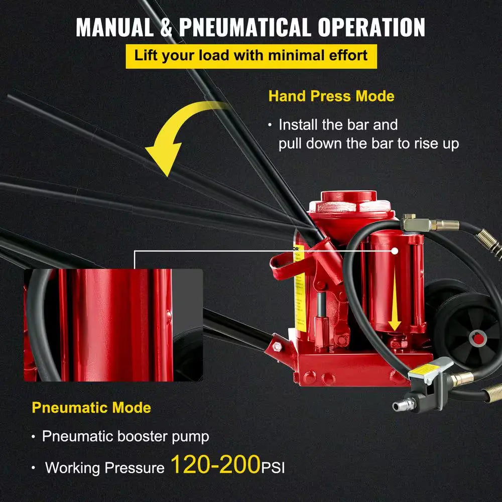 110231 Lbs. 50-Ton Bottle Air Hydraulic Bottle Jack Rugged Steel Construction Heavy-Duty Air Jack