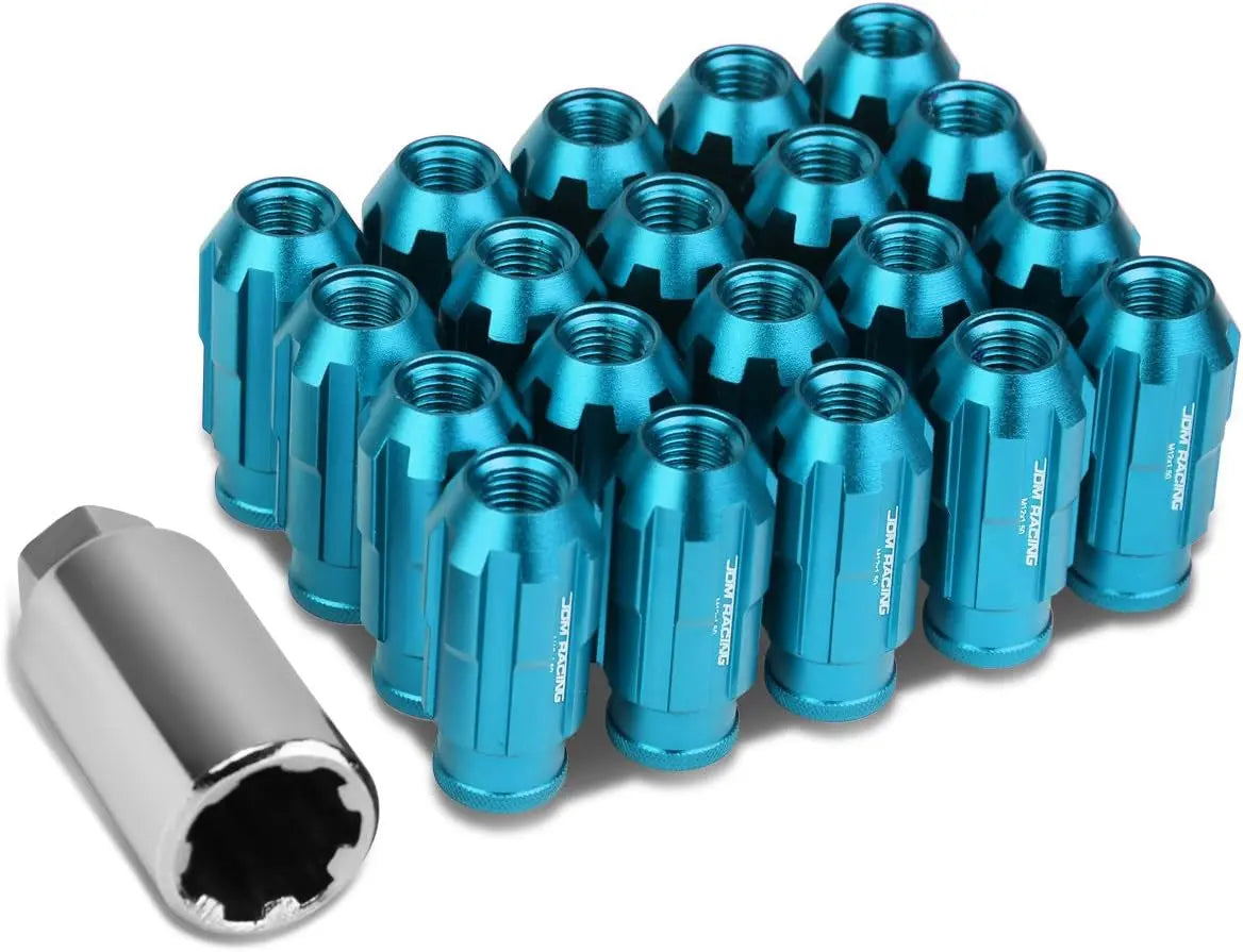 LN-ZTL-9025-15-RD 20Pcs M12 X 1.5 Open End Style Wheel Lug Nuts W/Deep Drive Extension Adapter, 24Mm Od/50Mm H, Red