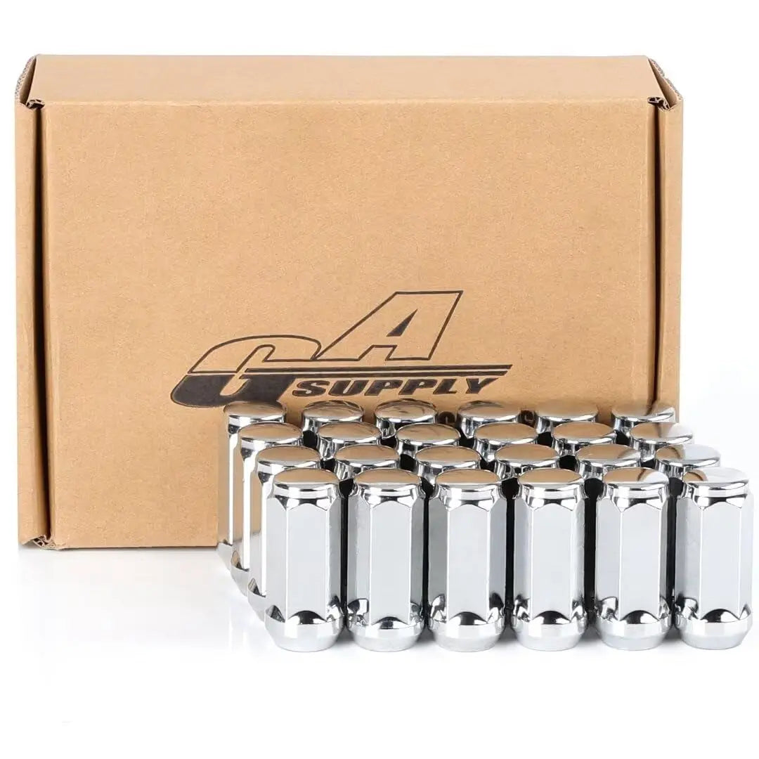 M12X1.5 Lug Nuts 1.25", One-Piece OEM Factory Style Replacement Lug Nuts, Closed End Bulge Acorn Cone Seat 20 Pcs Chrome Lug Nut
