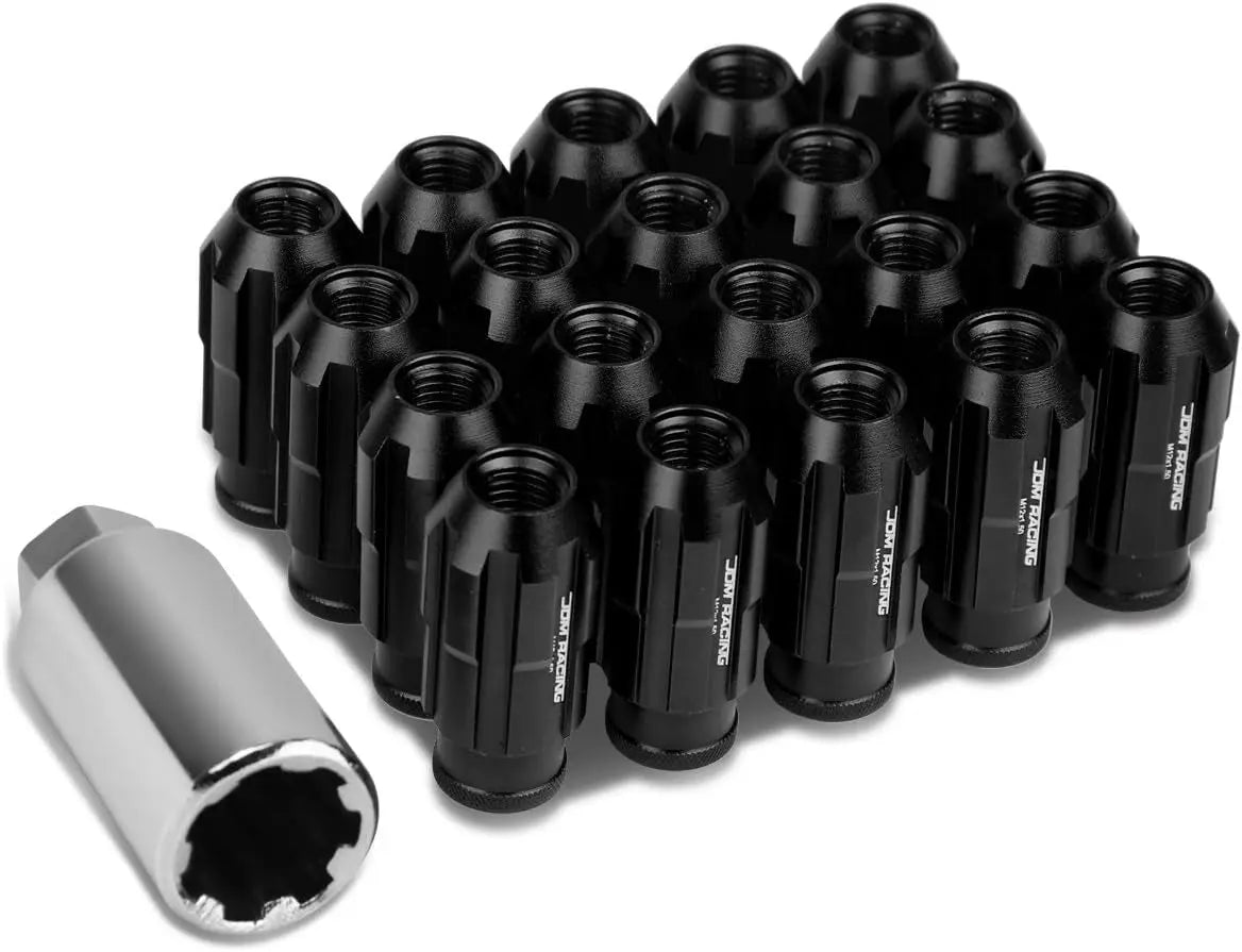 LN-ZTL-9025-15-RD 20Pcs M12 X 1.5 Open End Style Wheel Lug Nuts W/Deep Drive Extension Adapter, 24Mm Od/50Mm H, Red