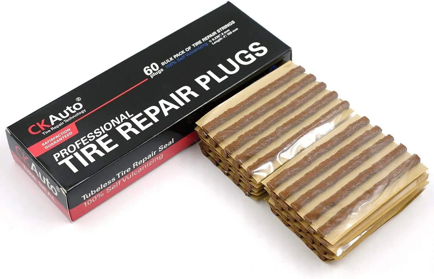 60Pcs 4" Brown Tire Repair Strings, Automotive Tool Tire Repair Plugs for Tubeless Off-Road Tires Car, Bike, ATV, UTV, Wheelbarrow, Mower