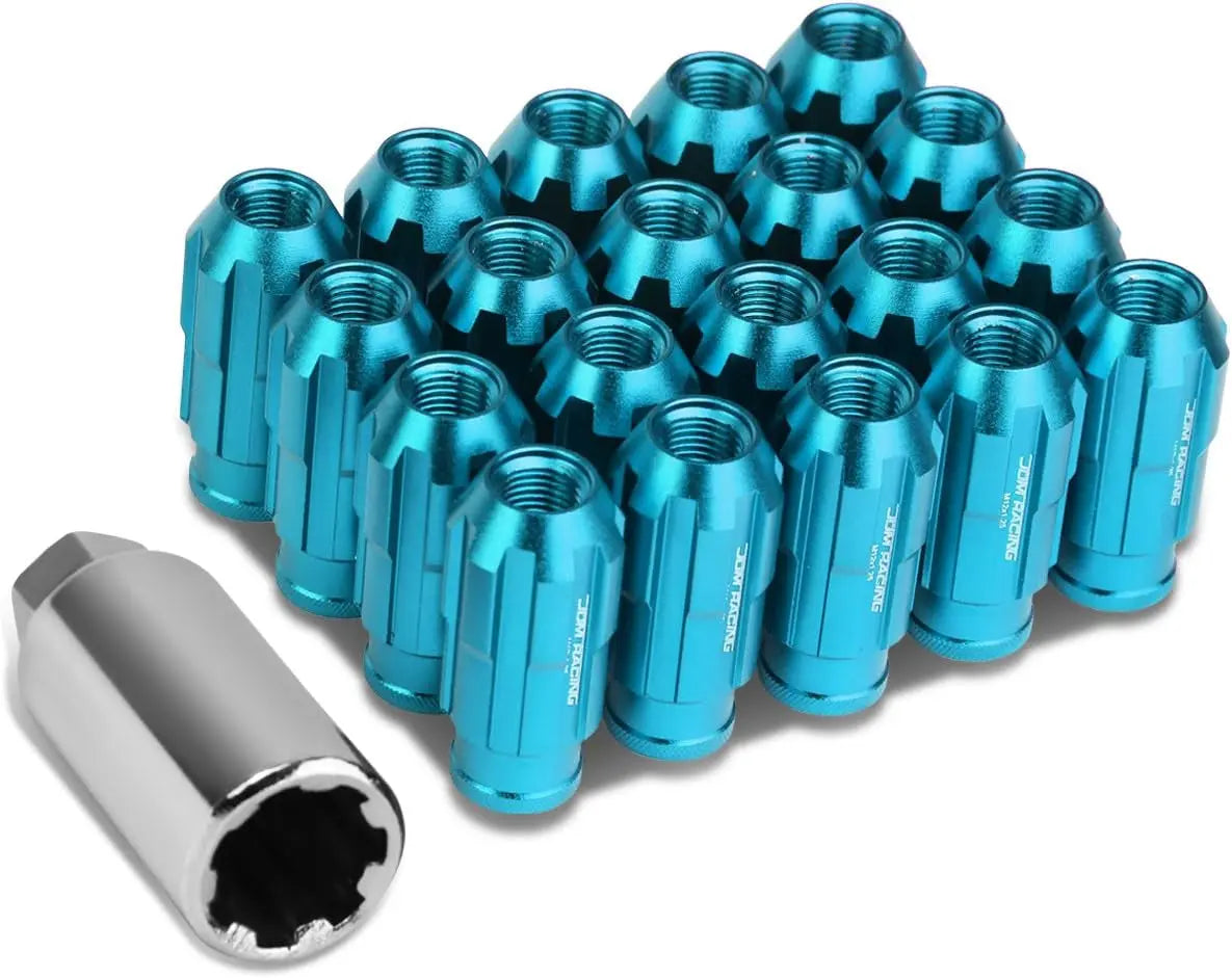 LN-ZTL-9025-15-RD 20Pcs M12 X 1.5 Open End Style Wheel Lug Nuts W/Deep Drive Extension Adapter, 24Mm Od/50Mm H, Red