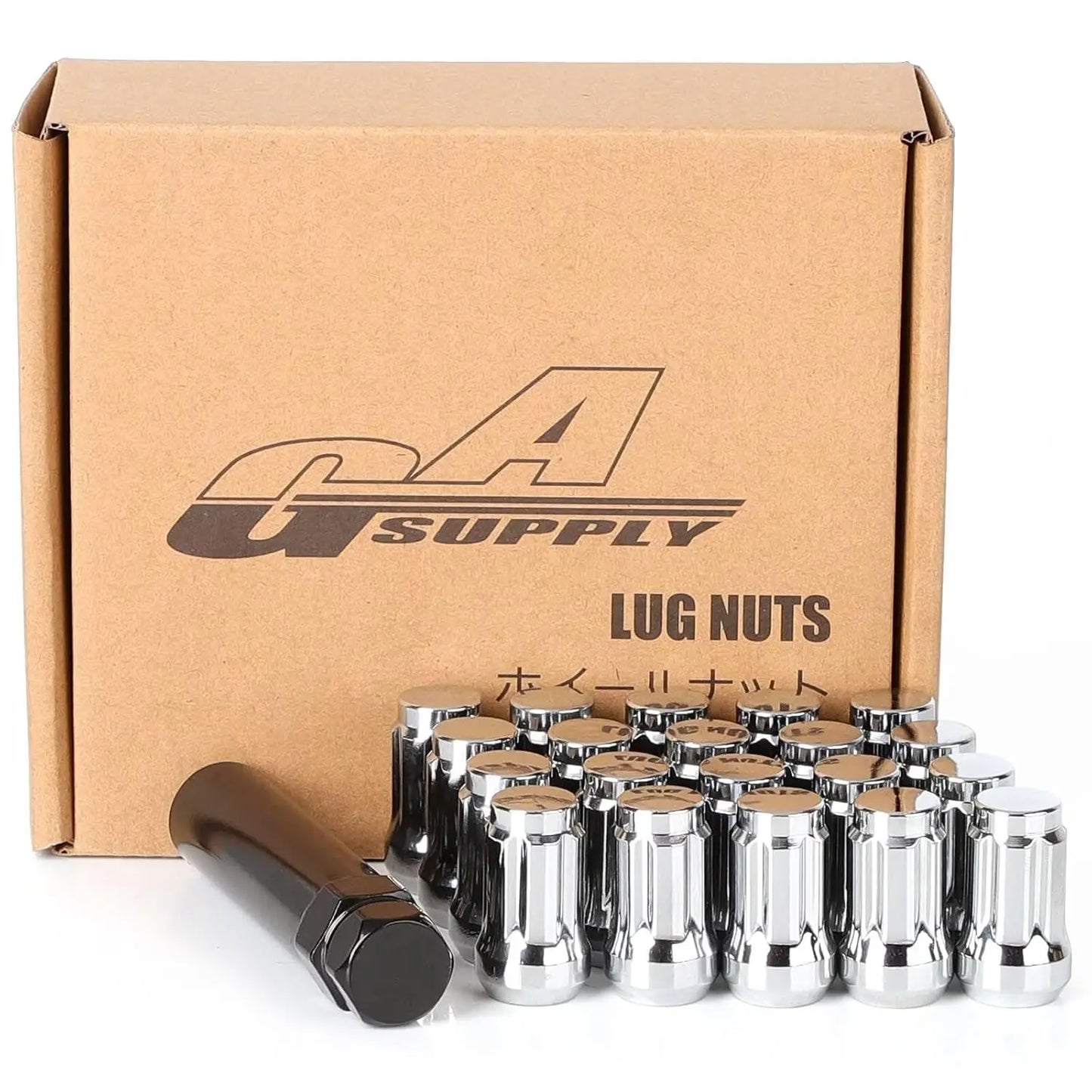 M12X1.5 Lug Nuts 1.25", One-Piece OEM Factory Style Replacement Lug Nuts, Closed End Bulge Acorn Cone Seat 20 Pcs Chrome Lug Nut