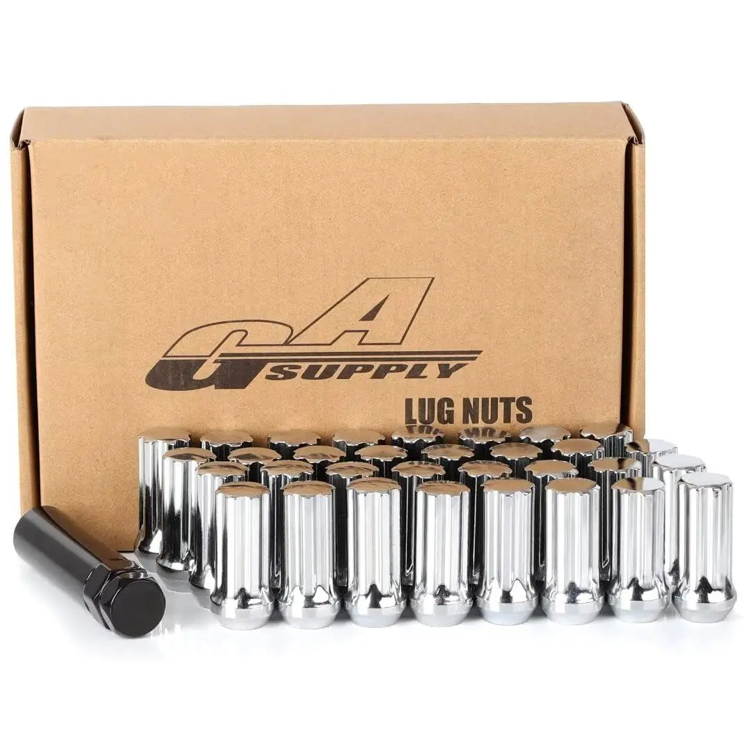 M12X1.5 Lug Nuts 1.25", One-Piece OEM Factory Style Replacement Lug Nuts, Closed End Bulge Acorn Cone Seat 20 Pcs Chrome Lug Nut
