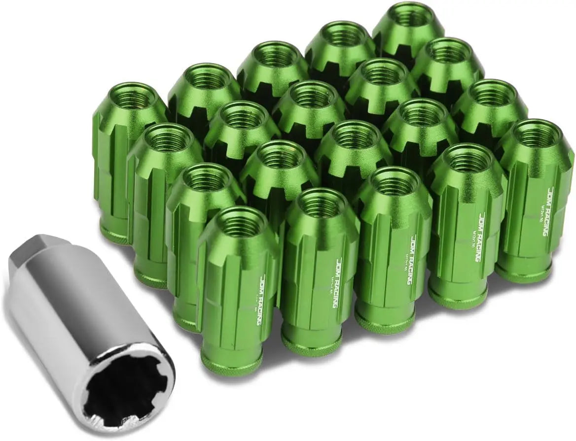 LN-ZTL-9025-15-RD 20Pcs M12 X 1.5 Open End Style Wheel Lug Nuts W/Deep Drive Extension Adapter, 24Mm Od/50Mm H, Red