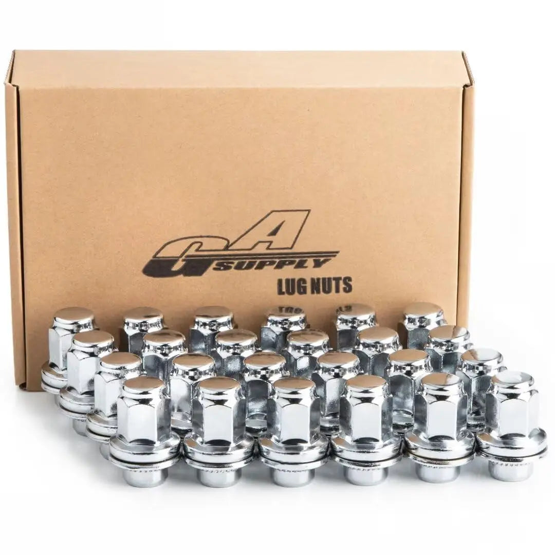 M12X1.5 Lug Nuts 1.25", One-Piece OEM Factory Style Replacement Lug Nuts, Closed End Bulge Acorn Cone Seat 20 Pcs Chrome Lug Nut