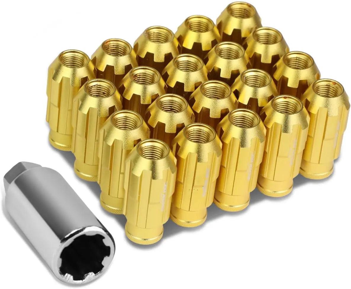 LN-ZTL-9025-15-RD 20Pcs M12 X 1.5 Open End Style Wheel Lug Nuts W/Deep Drive Extension Adapter, 24Mm Od/50Mm H, Red