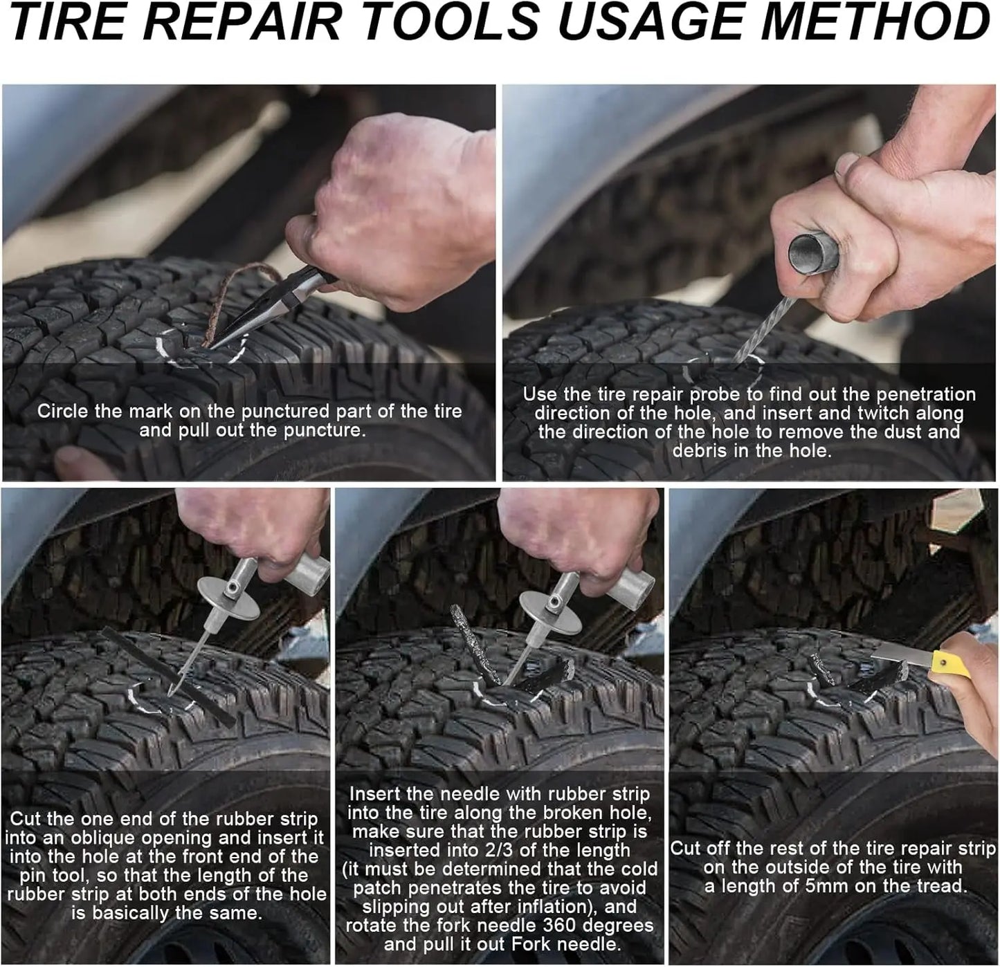 Tire Repair Kit, 46PCS Heavy Duty Tire Patch Kit with Plugs,Tire Plug Kit,Tire Repair Tools for Car Truck Motorcycle ATV UTV Automotive Off-Road. (Bag)