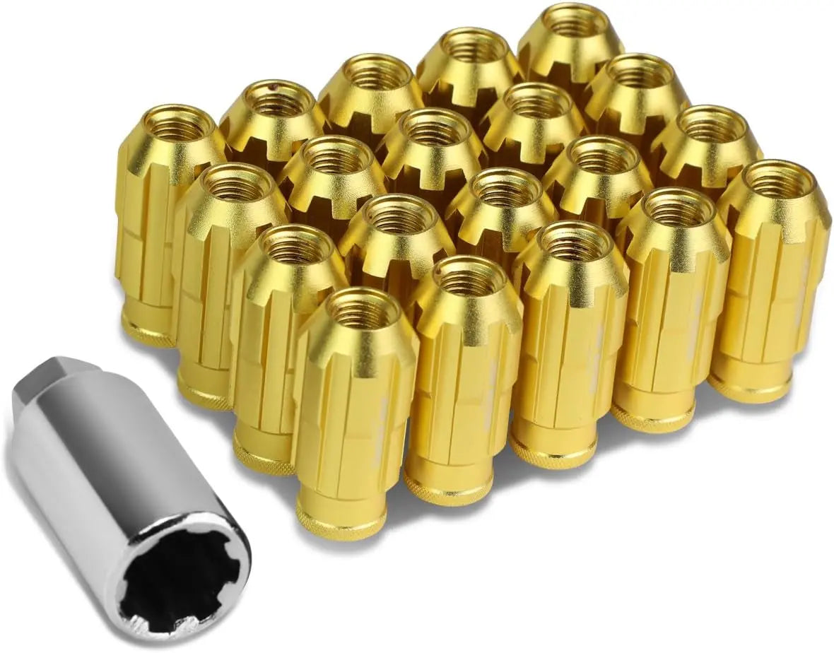 LN-ZTL-9025-15-RD 20Pcs M12 X 1.5 Open End Style Wheel Lug Nuts W/Deep Drive Extension Adapter, 24Mm Od/50Mm H, Red