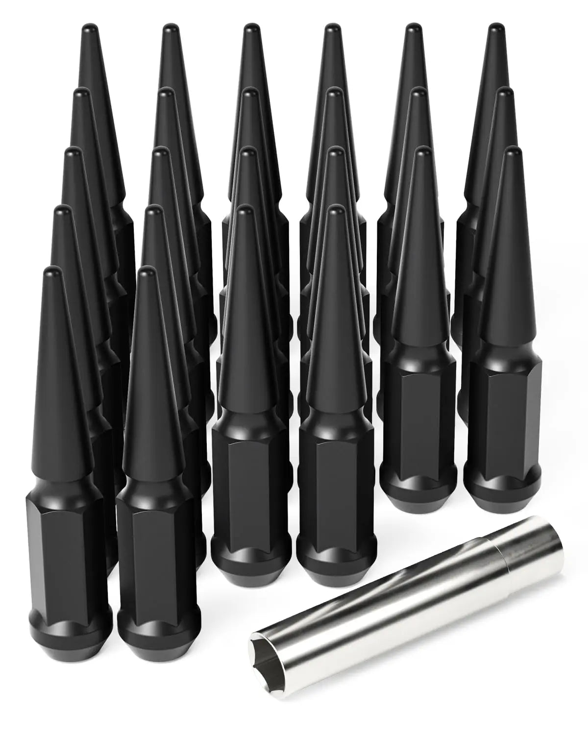 M14X1.5 Spike Lug Nuts - 14Mmx1.5 Wheel Lug Nuts, Set of 24, Chrome