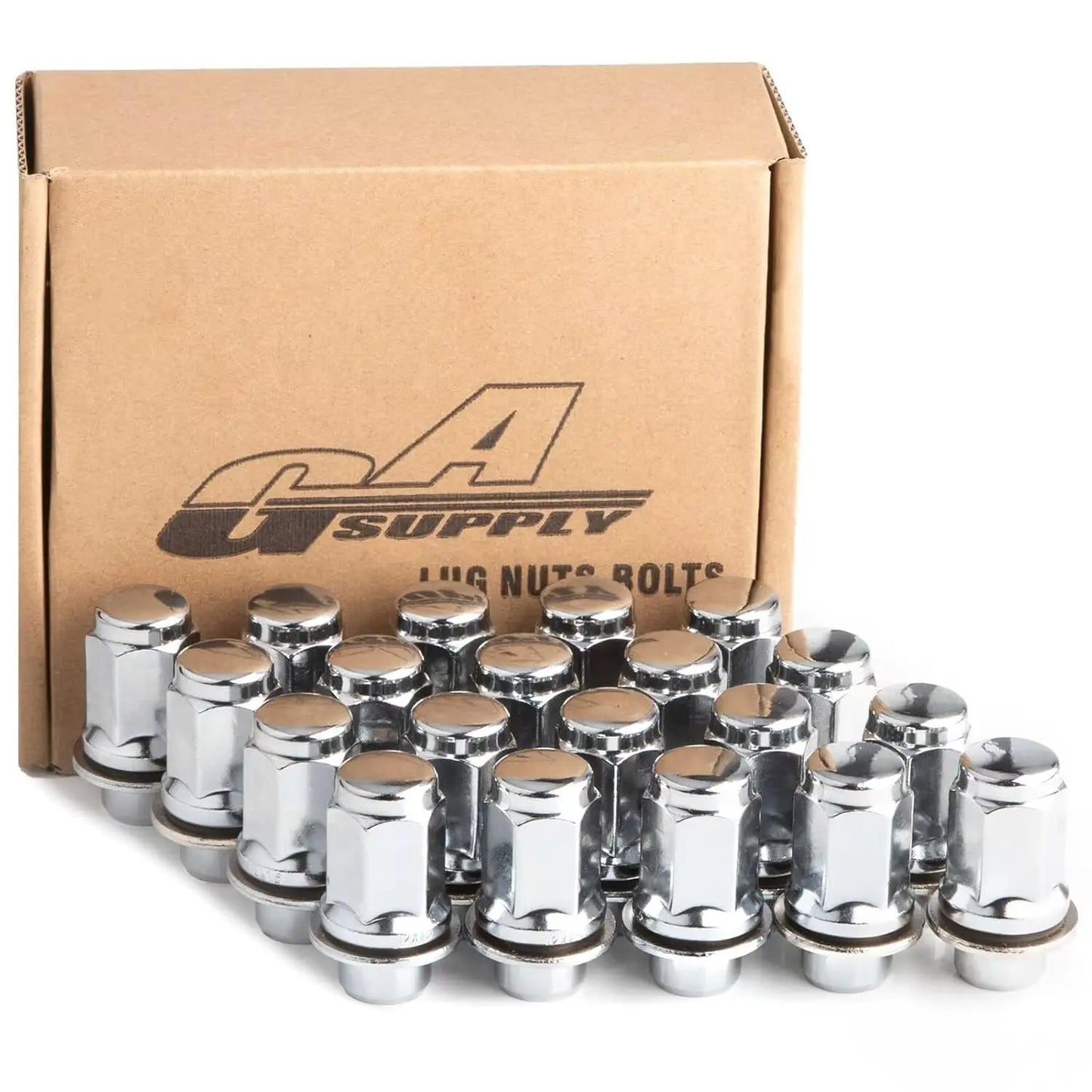 M12X1.5 Lug Nuts 1.25", One-Piece OEM Factory Style Replacement Lug Nuts, Closed End Bulge Acorn Cone Seat 20 Pcs Chrome Lug Nut
