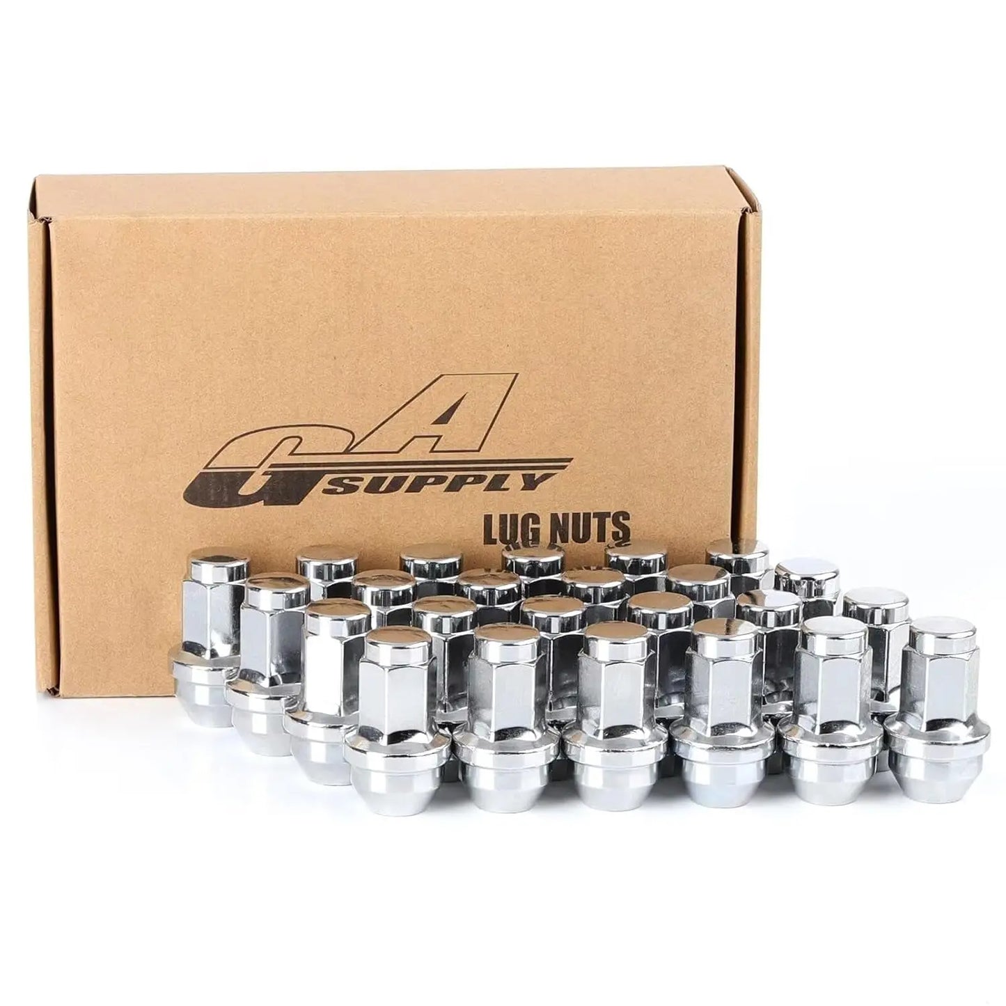 M12X1.5 Lug Nuts 1.25", One-Piece OEM Factory Style Replacement Lug Nuts, Closed End Bulge Acorn Cone Seat 20 Pcs Chrome Lug Nut