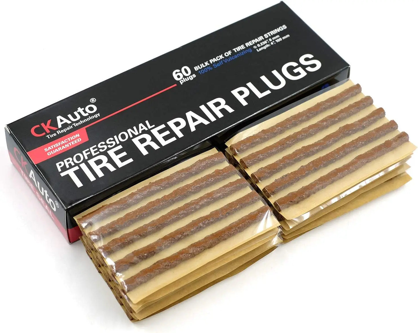 60Pcs 4" Brown Tire Repair Strings, Automotive Tool Tire Repair Plugs for Tubeless Off-Road Tires Car, Bike, ATV, UTV, Wheelbarrow, Mower