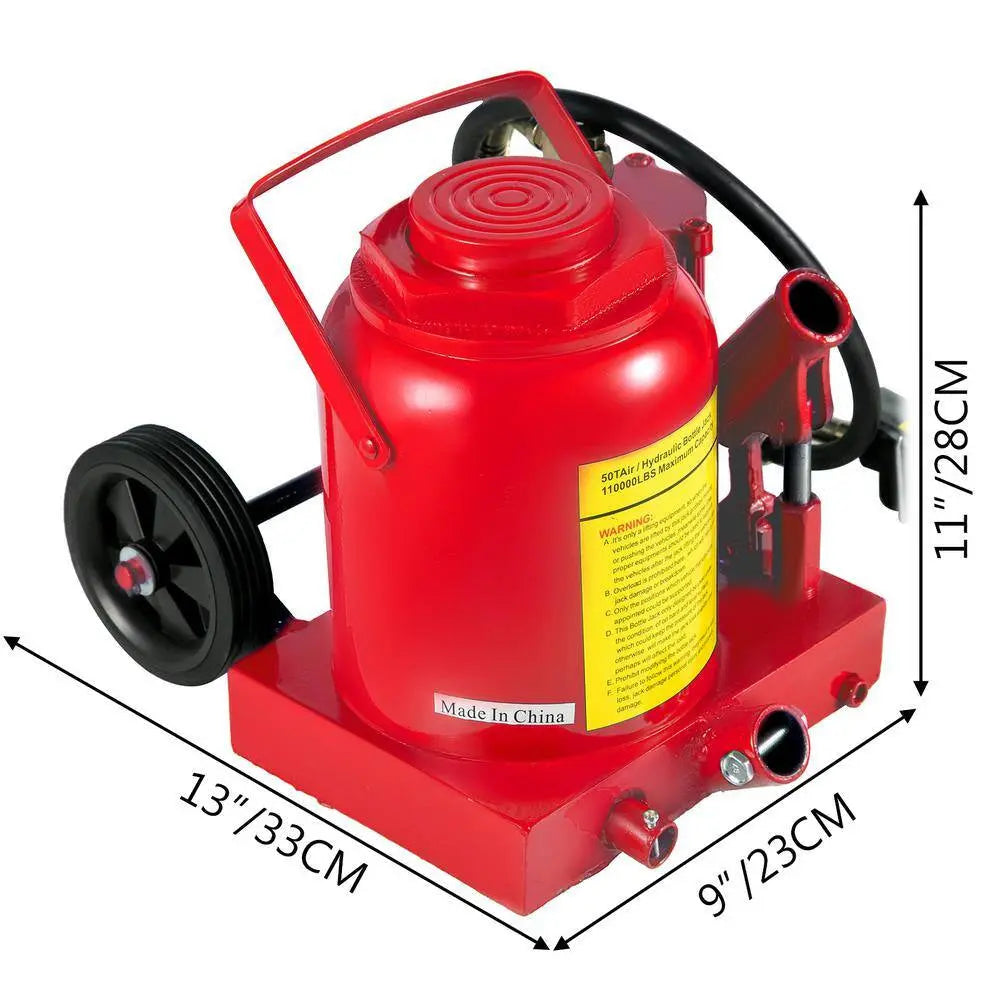 110231 Lbs. 50-Ton Bottle Air Hydraulic Bottle Jack Rugged Steel Construction Heavy-Duty Air Jack