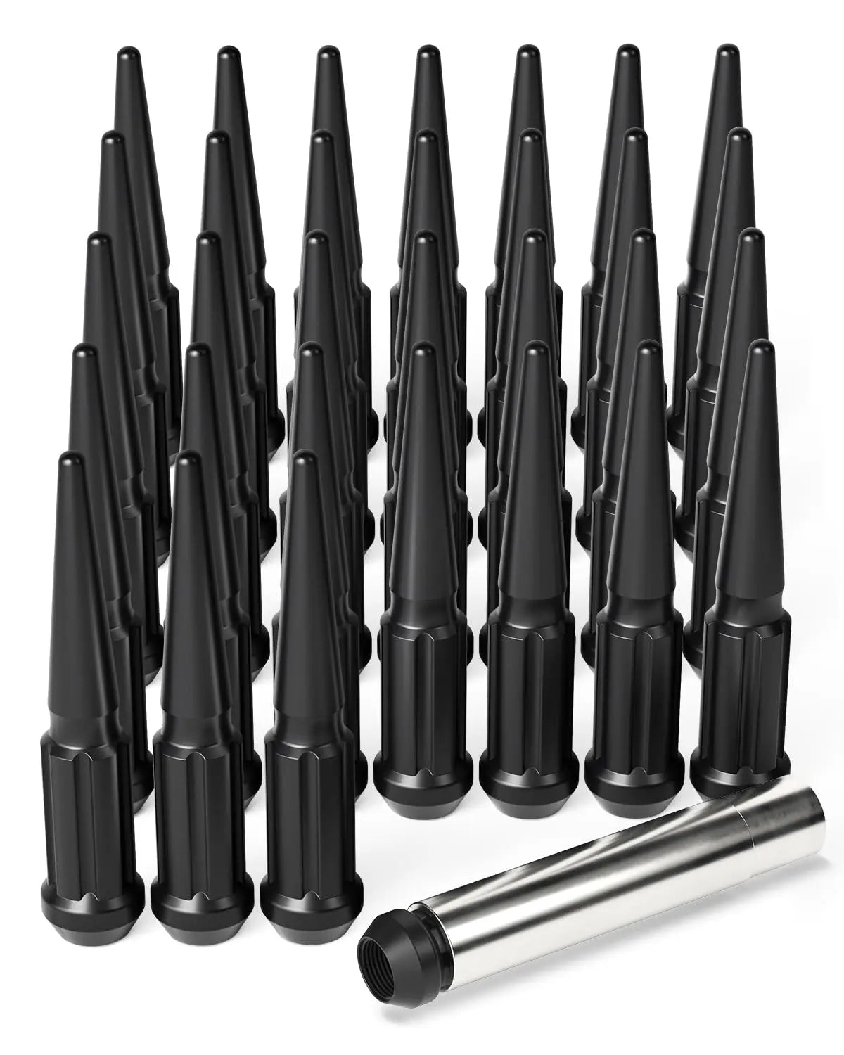 M14X1.5 Spike Lug Nuts - 14Mmx1.5 Wheel Lug Nuts, Set of 24, Chrome