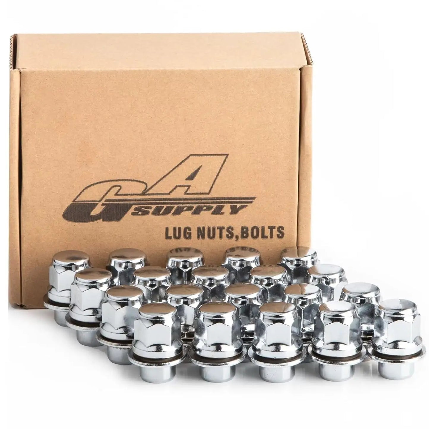 M12X1.5 Lug Nuts 1.25", One-Piece OEM Factory Style Replacement Lug Nuts, Closed End Bulge Acorn Cone Seat 20 Pcs Chrome Lug Nut