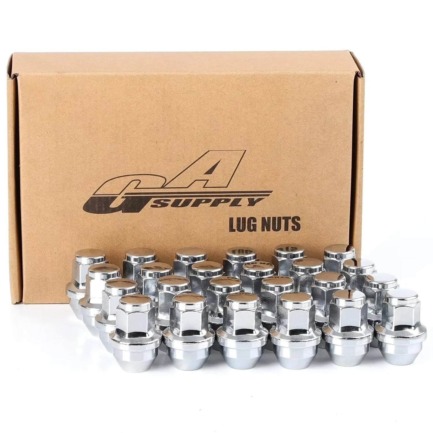 M12X1.5 Lug Nuts 1.25", One-Piece OEM Factory Style Replacement Lug Nuts, Closed End Bulge Acorn Cone Seat 20 Pcs Chrome Lug Nut