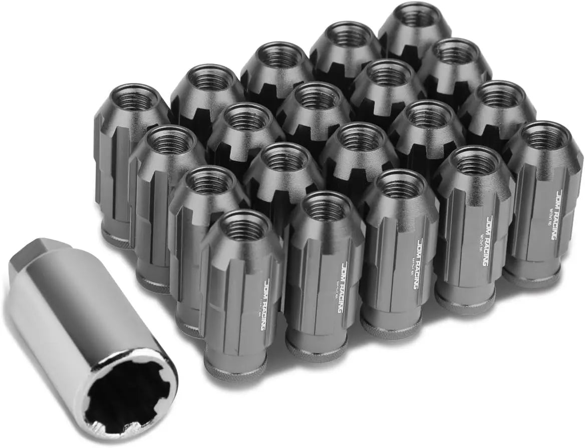 LN-ZTL-9025-15-RD 20Pcs M12 X 1.5 Open End Style Wheel Lug Nuts W/Deep Drive Extension Adapter, 24Mm Od/50Mm H, Red