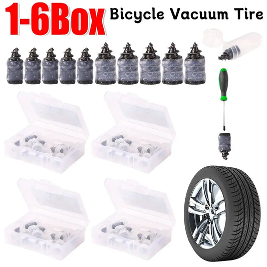 1-6BOX Vacuum Tyre Repair Nail Tire Puncture Screws Motorcycle Fitting Set Tubeless Wheel Repairs Punctures Kit Patches for Car