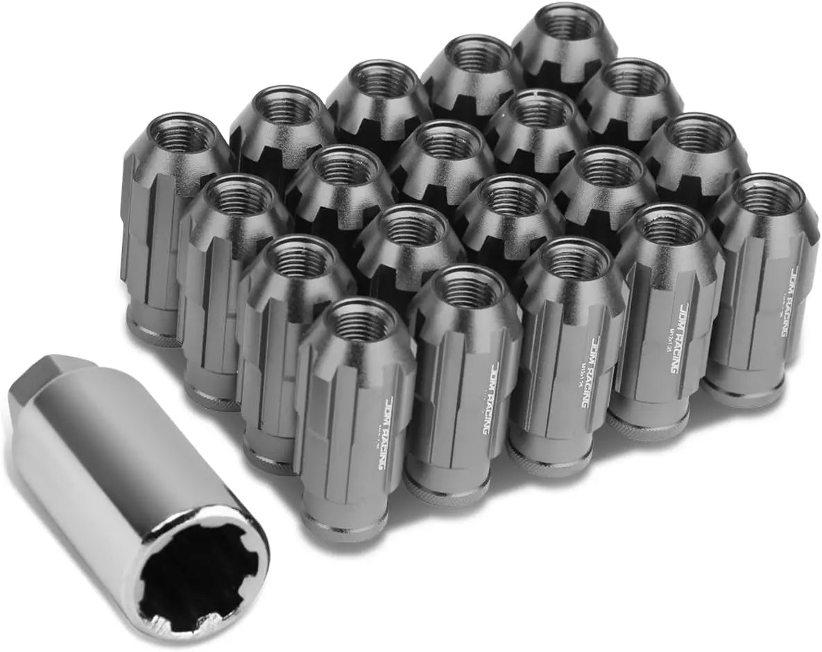 LN-ZTL-9025-15-RD 20Pcs M12 X 1.5 Open End Style Wheel Lug Nuts W/Deep Drive Extension Adapter, 24Mm Od/50Mm H, Red