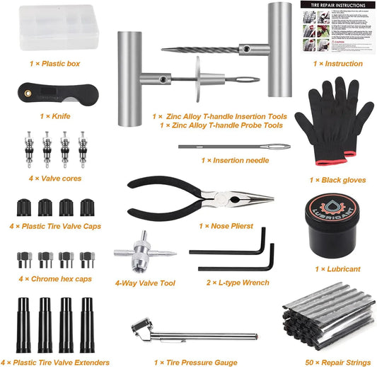 80Pcs Tire Repair Kit,Tire Repair Plug Kit,Heavy Duty Tire Repair with Plugs,Flat Tire Repair Kit,Tire Patch Kits Puncture Repair Kit.(Gray)