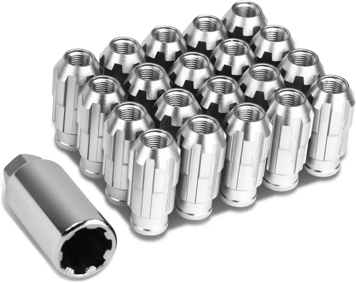 LN-ZTL-9025-15-RD 20Pcs M12 X 1.5 Open End Style Wheel Lug Nuts W/Deep Drive Extension Adapter, 24Mm Od/50Mm H, Red