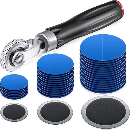 60 Pieces Tire Patches 32 Mm, 42Mm, 58 Mm Tire Repair Unit with Patch Roller Tube Patch Auto Repair Stitcher Tool for Car Truck Motorcycle