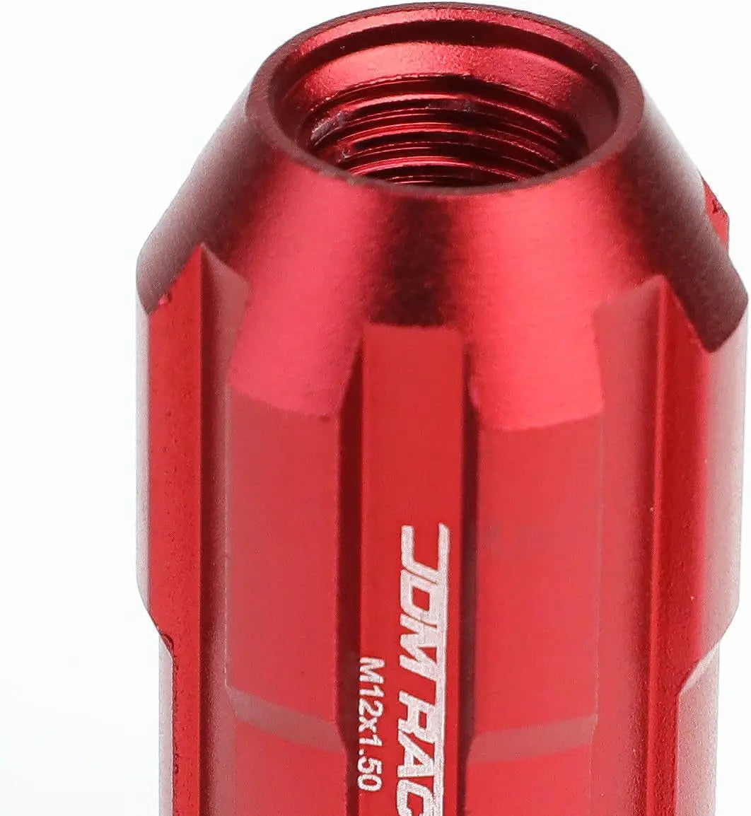 LN-ZTL-9025-15-RD 20Pcs M12 X 1.5 Open End Style Wheel Lug Nuts W/Deep Drive Extension Adapter, 24Mm Od/50Mm H, Red