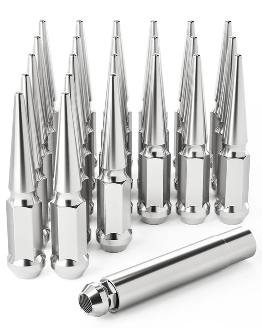 M14X1.5 Spike Lug Nuts - 14Mmx1.5 Wheel Lug Nuts, Set of 24, Chrome