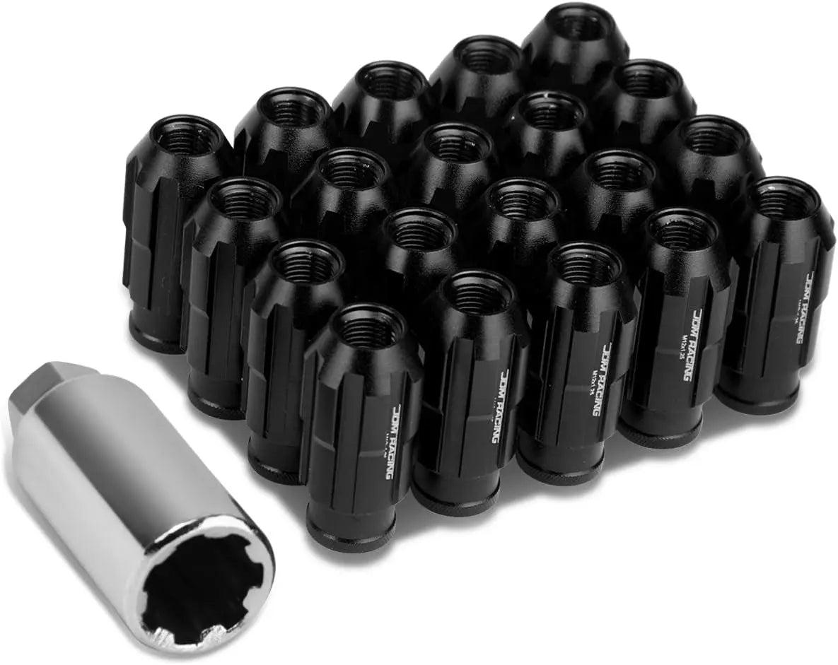 LN-ZTL-9025-15-RD 20Pcs M12 X 1.5 Open End Style Wheel Lug Nuts W/Deep Drive Extension Adapter, 24Mm Od/50Mm H, Red