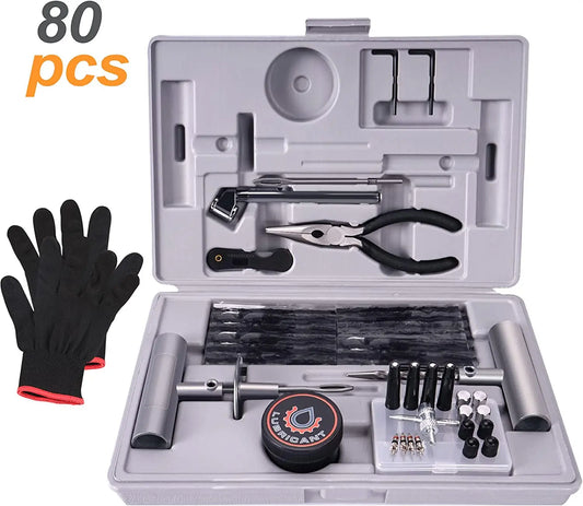 80Pcs Tire Repair Kit,Tire Repair Plug Kit,Heavy Duty Tire Repair with Plugs,Flat Tire Repair Kit,Tire Patch Kits Puncture Repair Kit.(Gray)