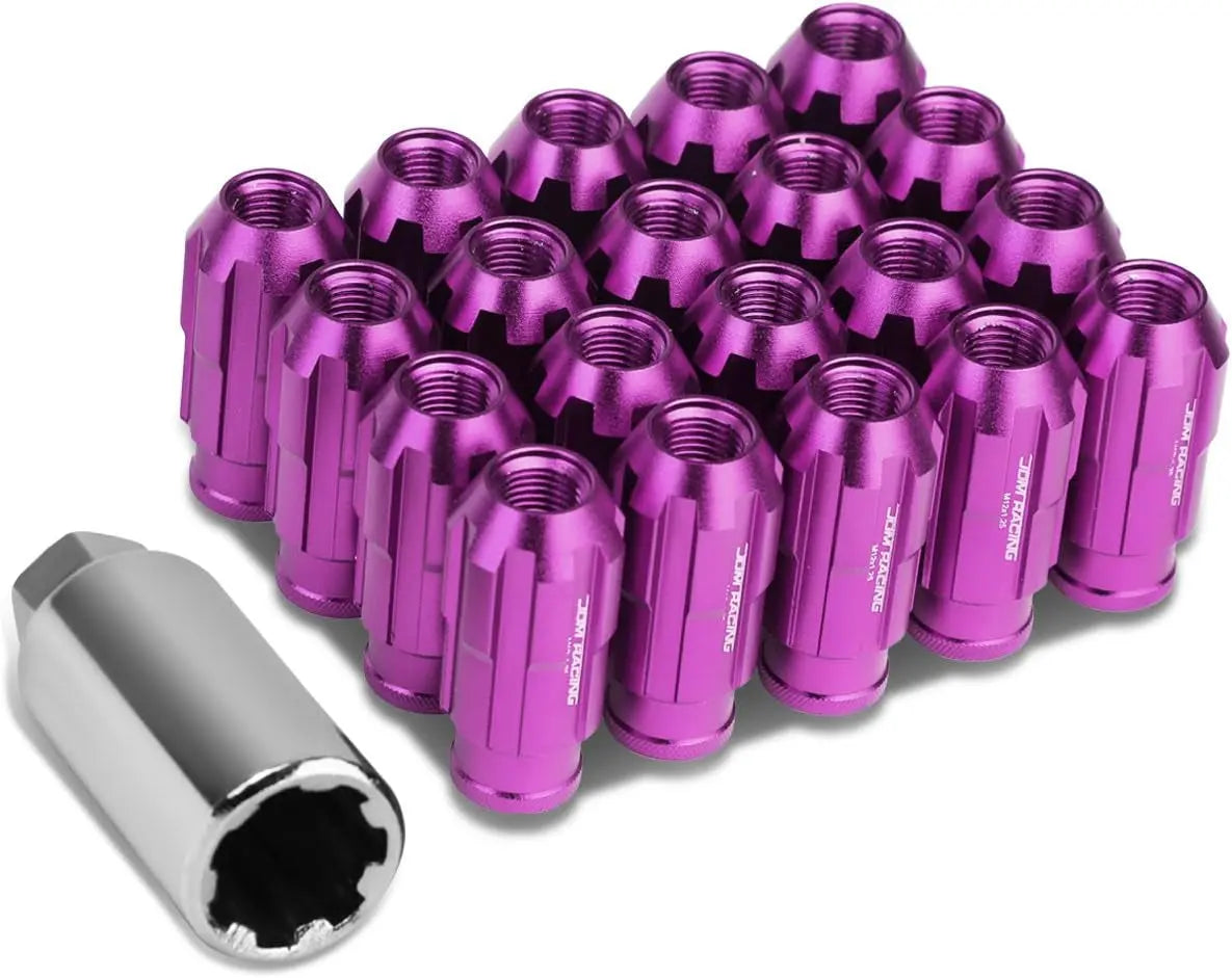 LN-ZTL-9025-15-RD 20Pcs M12 X 1.5 Open End Style Wheel Lug Nuts W/Deep Drive Extension Adapter, 24Mm Od/50Mm H, Red