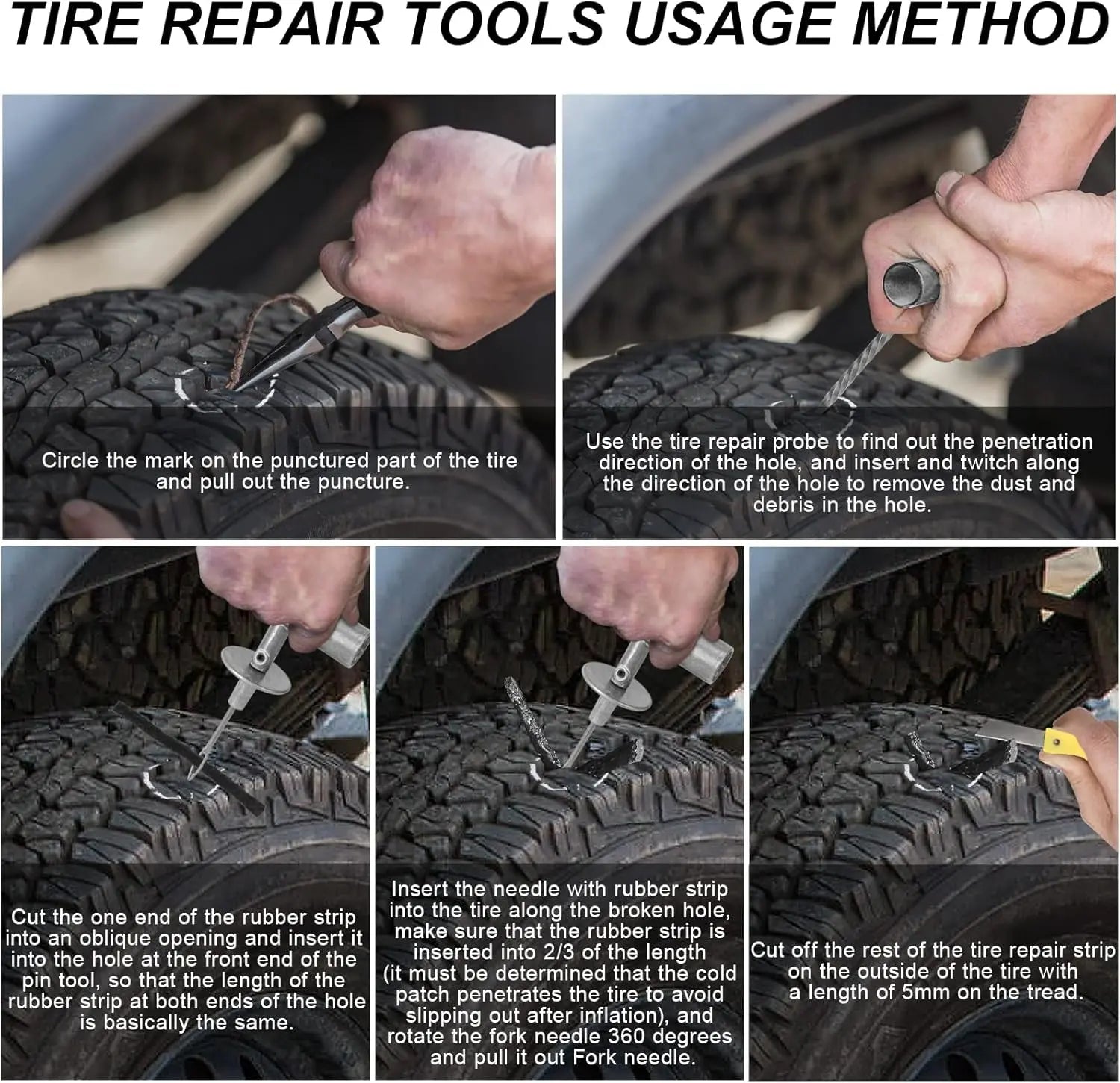 Tire Repair Kit, 46PCS Heavy Duty Tire Patch Kit with Plugs,Tire Plug Kit,Tire Repair Tools for Car Truck Motorcycle ATV UTV Automotive Off-Road. (Bag)