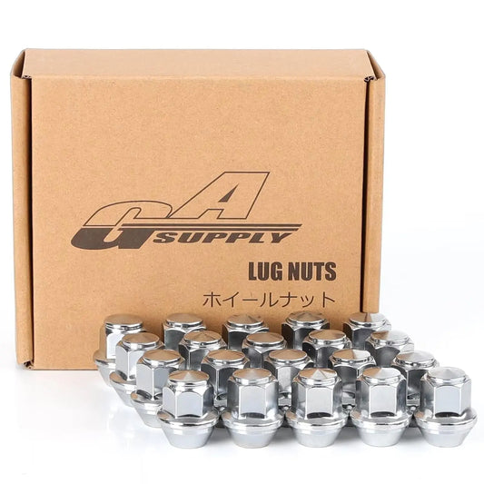 M12X1.5 Lug Nuts 1.25", One-Piece OEM Factory Style Replacement Lug Nuts, Closed End Bulge Acorn Cone Seat 20 Pcs Chrome Lug Nut
