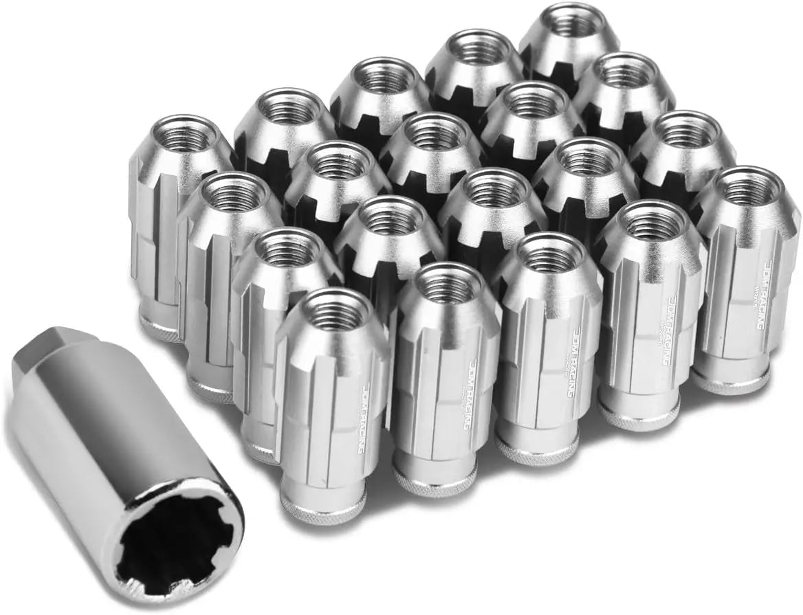 LN-ZTL-9025-15-RD 20Pcs M12 X 1.5 Open End Style Wheel Lug Nuts W/Deep Drive Extension Adapter, 24Mm Od/50Mm H, Red