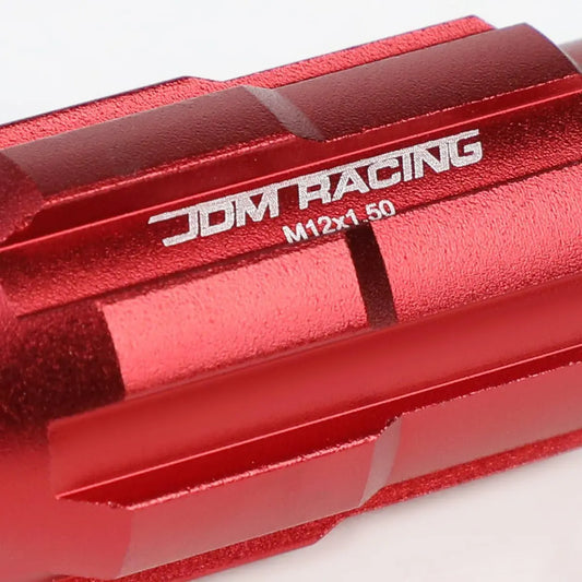 LN-ZTL-9025-15-RD 20Pcs M12 X 1.5 Open End Style Wheel Lug Nuts W/Deep Drive Extension Adapter, 24Mm Od/50Mm H, Red