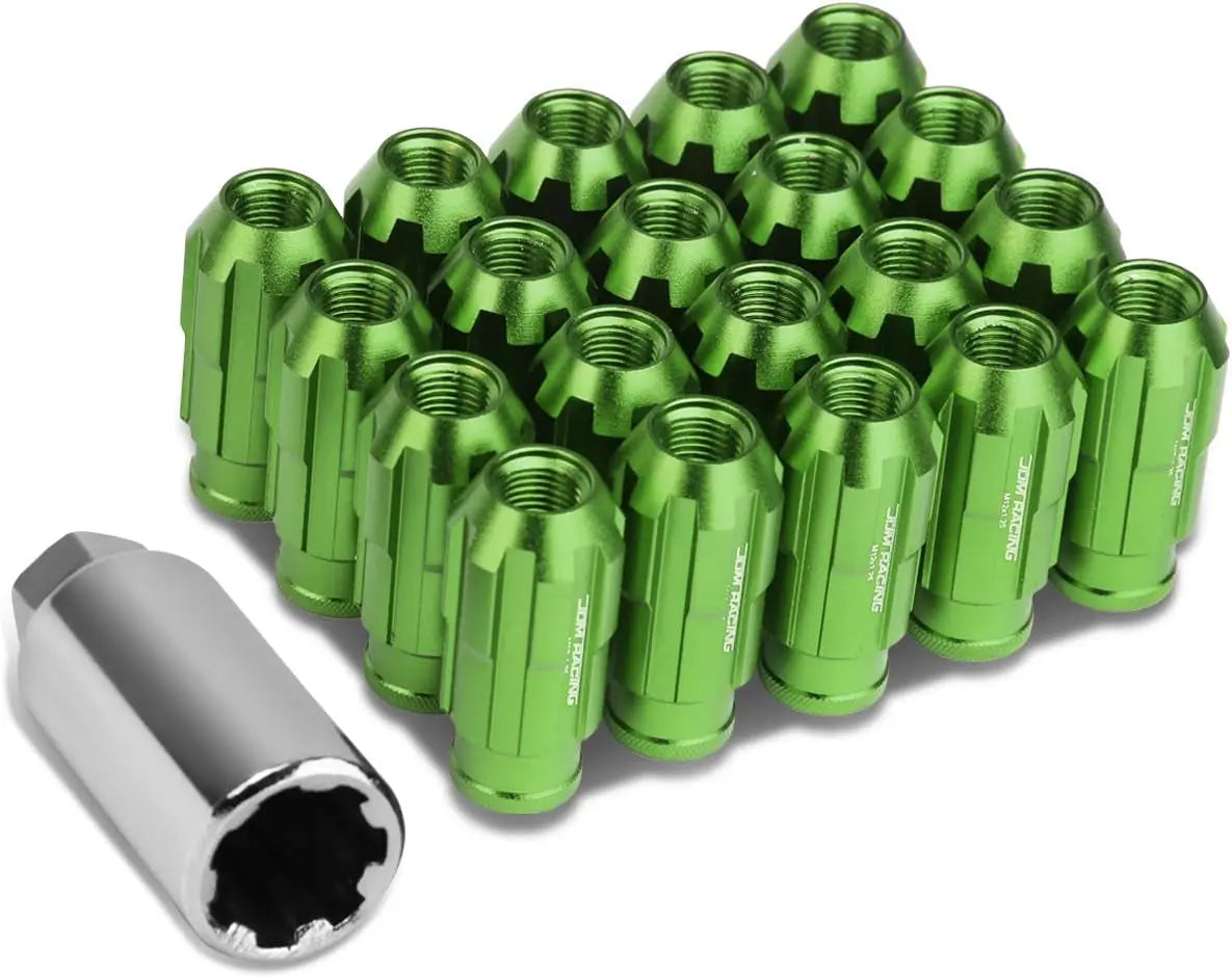 LN-ZTL-9025-15-RD 20Pcs M12 X 1.5 Open End Style Wheel Lug Nuts W/Deep Drive Extension Adapter, 24Mm Od/50Mm H, Red