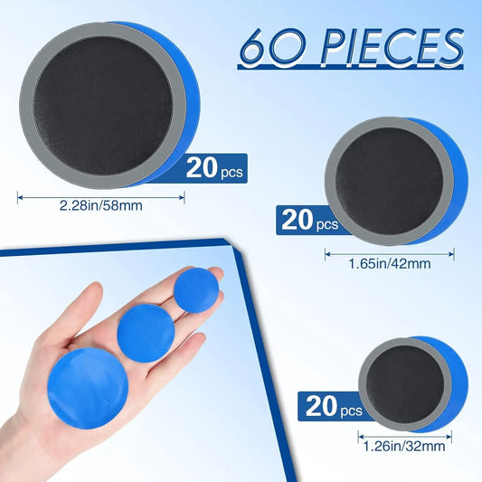 60 Pieces Tire Patches 32 Mm, 42Mm, 58 Mm Tire Repair Unit with Patch Roller Tube Patch Auto Repair Stitcher Tool for Car Truck Motorcycle